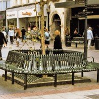 recycled steel table with seats