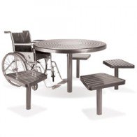 round steel table with seating