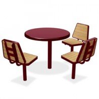 round steel table with seating